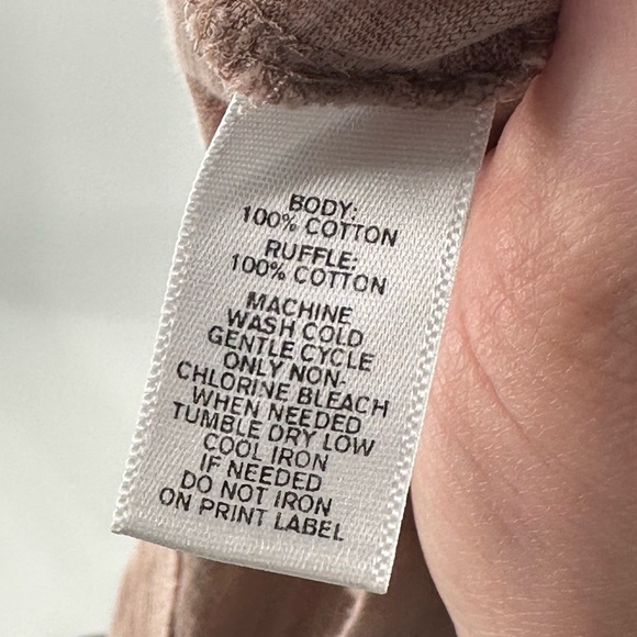 Ann Tylor loft top S pink mauve split v-neck button down ruffle 3/4 sleeve - Picture 9 of 10